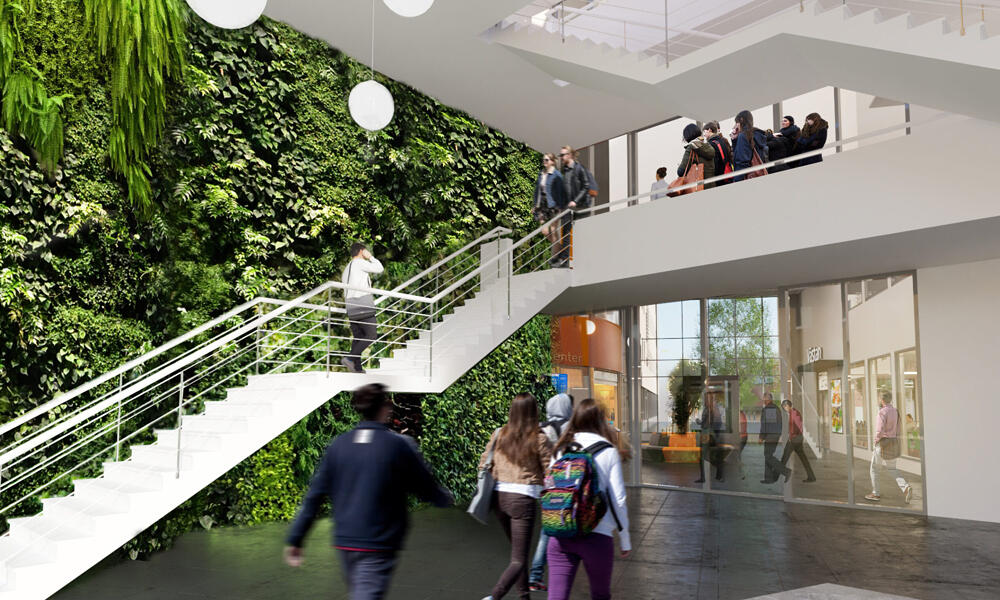 Utveckling av campus, här med den nya entrén.