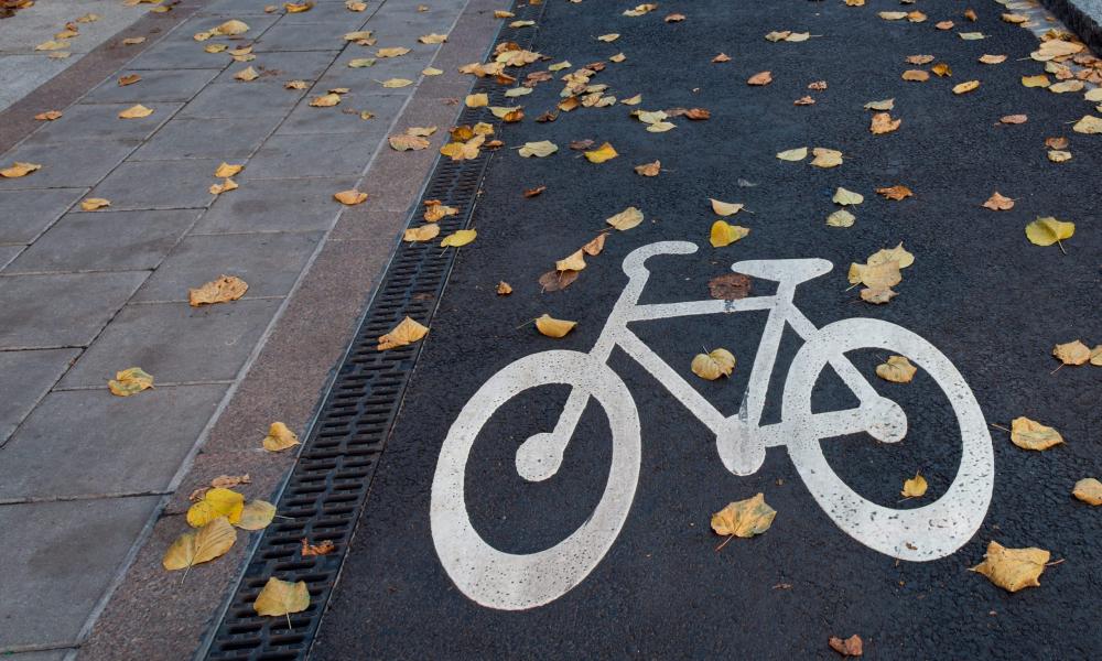 Bicycle path on city street